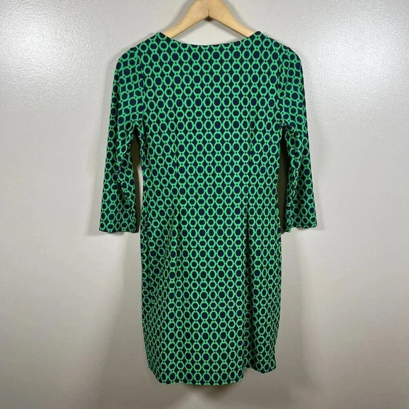 Jude Connally Marlowe Dress Size Small Green Lattice Geo Work Office Career - Picture 2 of 7